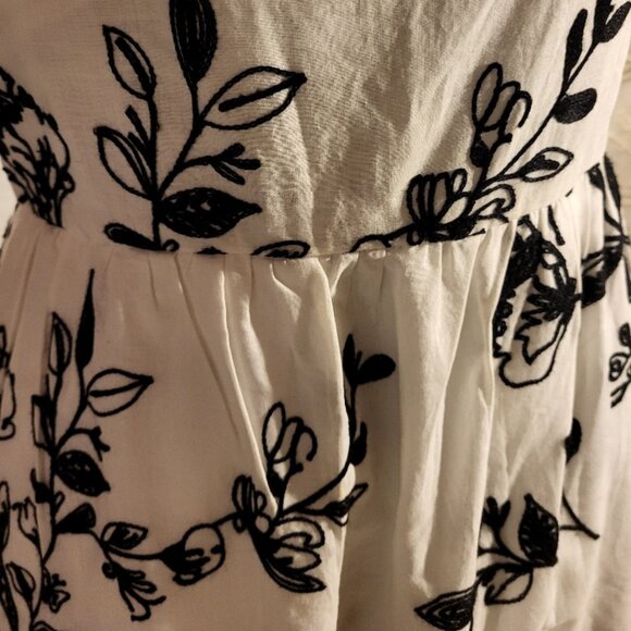 JCrew Women's Embroidered Sundress Off-White & Black 4 - Picture 4 of 11